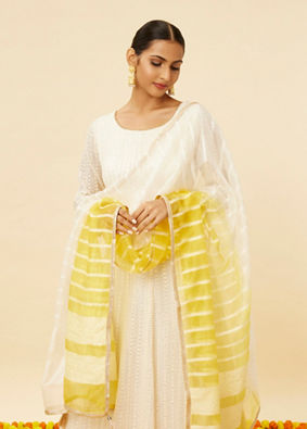 Peach Cream Sequined Anarkali Suit image number 1